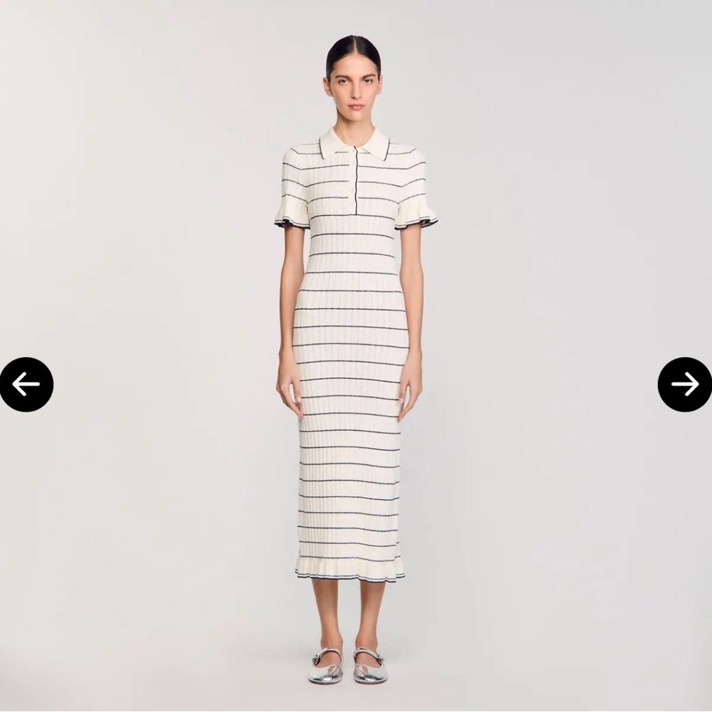 Sandro Knit Midi Dress With Polo Neck